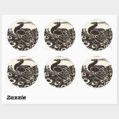 BLACK AND WHITE PEACOCK CLASSIC ROUND STICKER (Sheet)