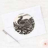 BLACK AND WHITE PEACOCK CLASSIC ROUND STICKER (Envelope)