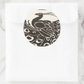 BLACK AND WHITE PEACOCK CLASSIC ROUND STICKER (Bag)