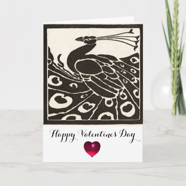 BLACK AND WHITE PEACOCK HOLIDAY CARD (Front)