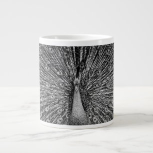 Black and White Peacock Photography Giant Coffee Mug