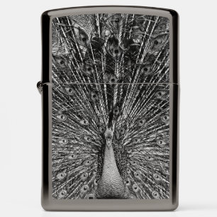 Black and White Peacock Photography Zippo Lighter