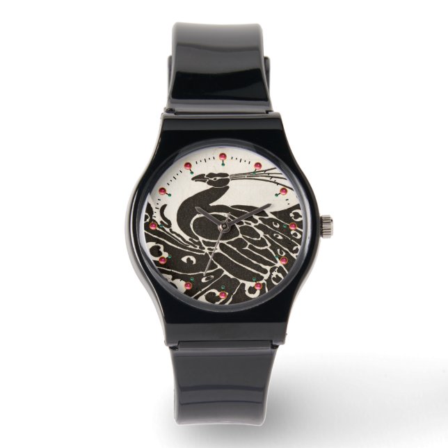 BLACK AND WHITE PEACOCK WATCH (Front)