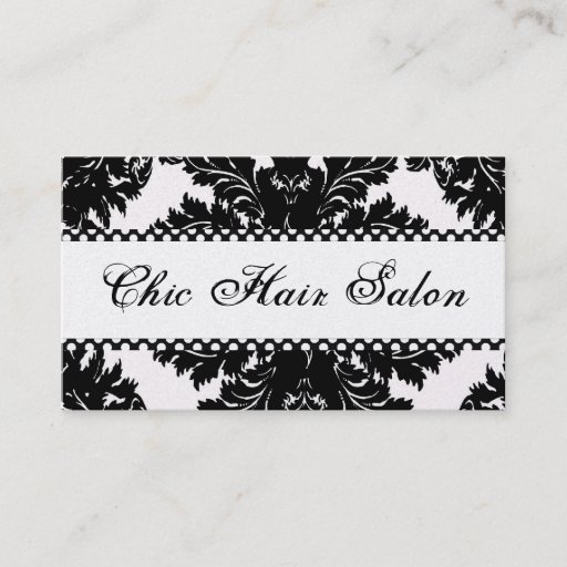 Customizable Black and White Pearl Damask Business Cards