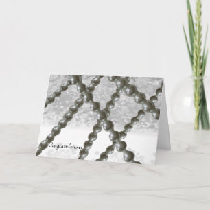 Black and White Pearl Wedding Congratulation Card
