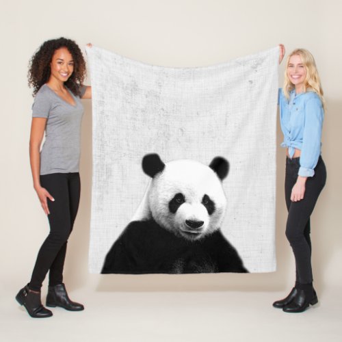 Black and White Peekaboo Panda Minimalist Nursery Fleece Blanket