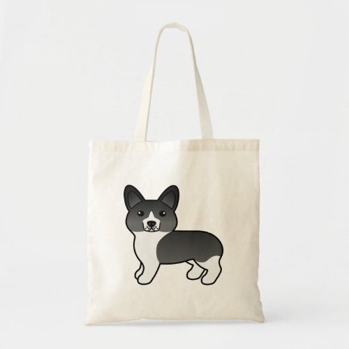 Black And White Pembroke Welsh Corgi Cartoon Dog Tote Bag