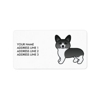 Black And White Pembroke Welsh Corgi Dog &amp; Text Label