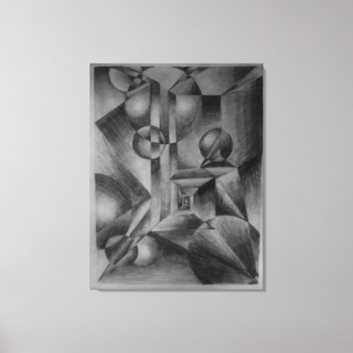 Black and White Pencil Sketch with Filter Colors Canvas Print