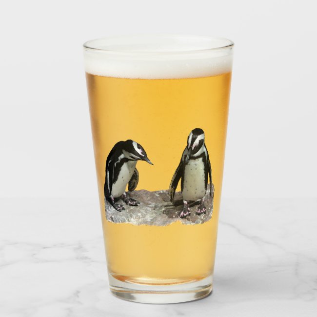 Black and White Penguin Birds Glass Tumbler