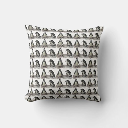 Black and White Penguin Birds Outdoor Pillow