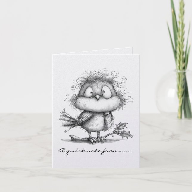 Black and White Penguin Note Card (Front)