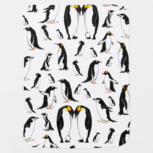 Black and white penguin Pattern Baby Blanket