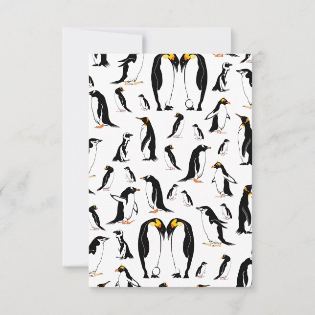 Black and white penguin Pattern Note Card (Front)