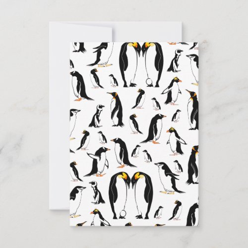 Black and white penguin Pattern Note Card