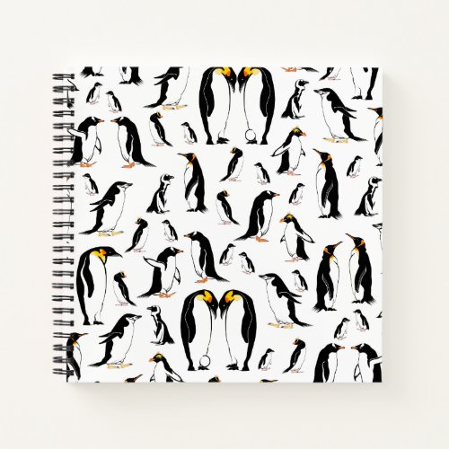 Black and white penguin Pattern Notebook