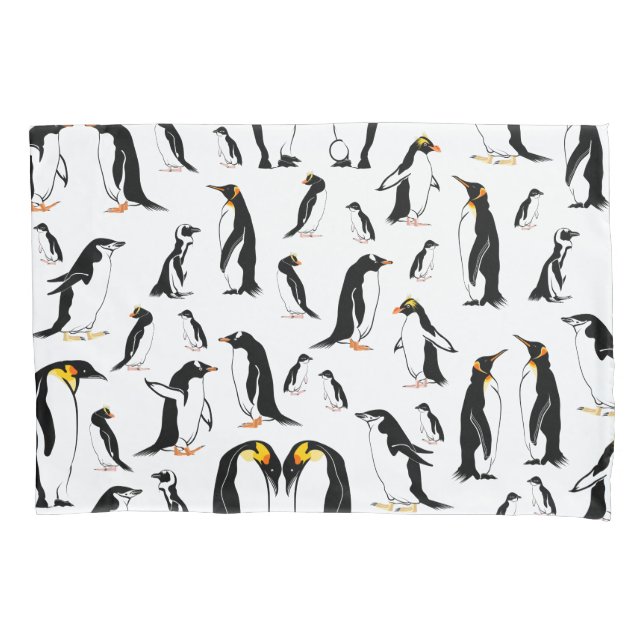 Black and white penguin Pattern Pillow Case (Front)