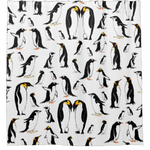Black and white penguin Pattern Shower Curtain