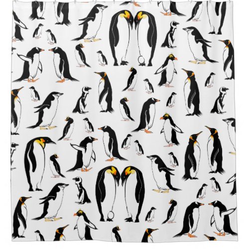 Black and white penguin Pattern Shower Curtain