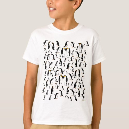 Black and white penguin Pattern T_Shirt
