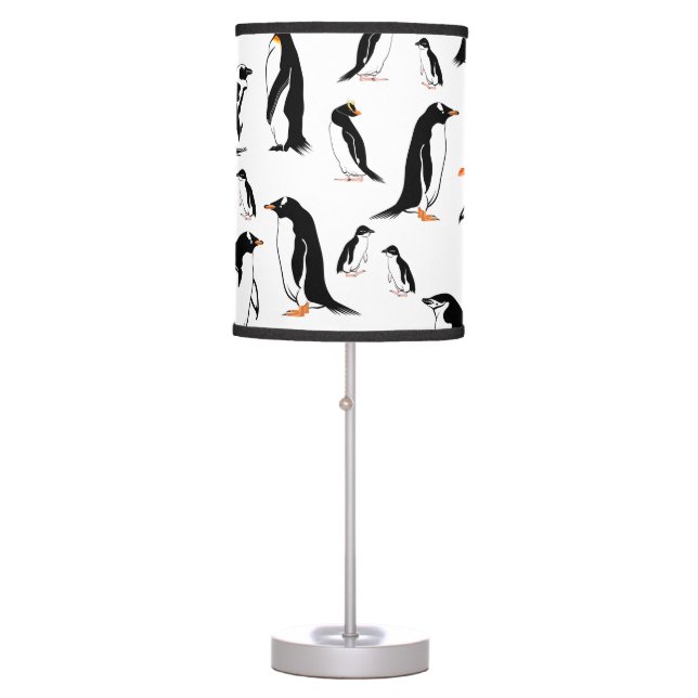Black and white penguin Pattern Table Lamp (Front)