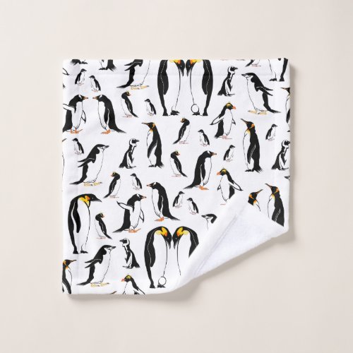 Black and white penguin Pattern Wash Cloth