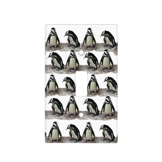 Black and White Penguins Light Switch Cover (Front)