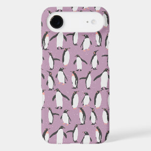Black and White Penguins on Purple iPhone 17 Air Case