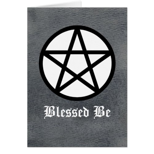 Black and White Pentacle on Black Watercolor Card