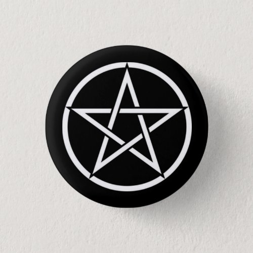Black and White Pentacle Pentagram Button Badge