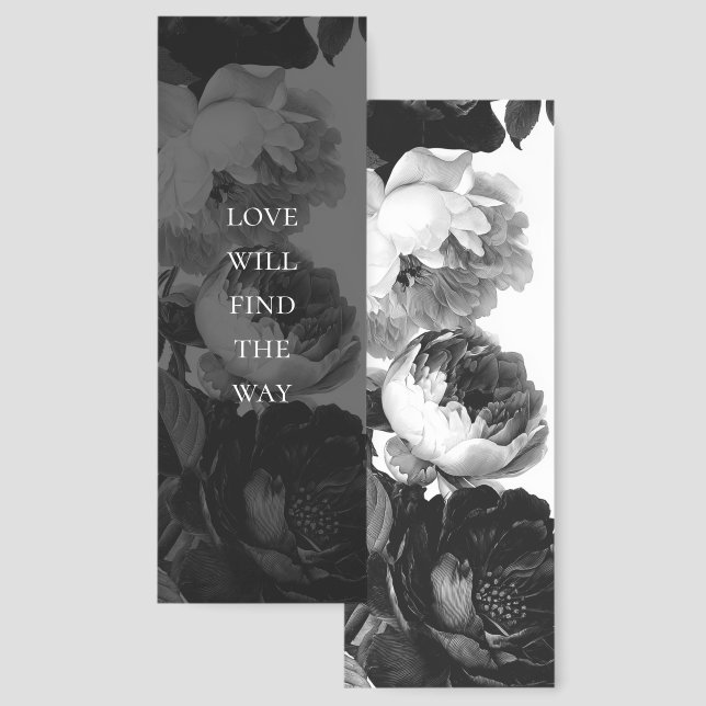 Black and White Peonies  Bookmarks (Front & Back)