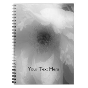 Black And White Peony Flower Petals Notebook