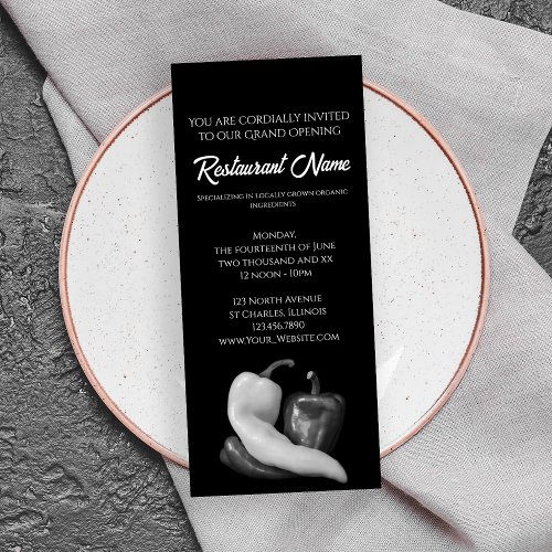 Black and White Peppers Restaurant Grand Opening Invitation