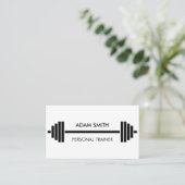 Black and White Personal Fitness Trainer Business Card (Standing Front)