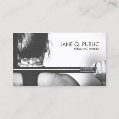 personal trainer black and white dumbell training business card personal training business card