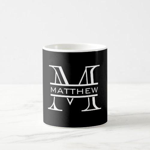 Black and White Personalised Monogram Name    Coffee Mug