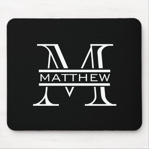 Black and White Personalised Monogram Name  Luggag Mouse Pad