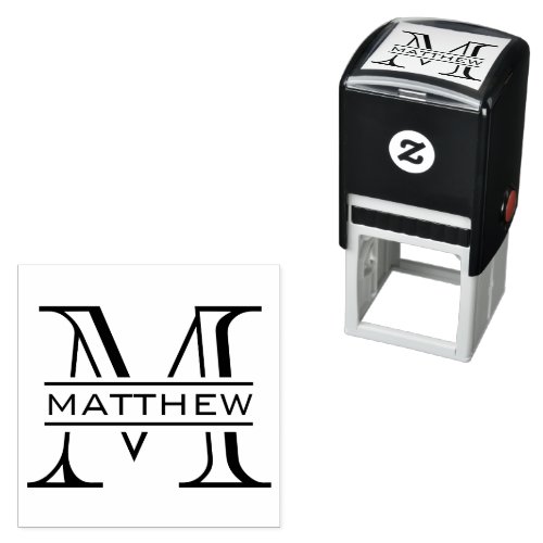 Black and White Personalised Monogram Name     Self_inking Stamp