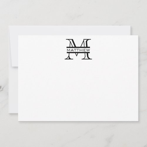 Black and White Personalised Monogram Name Thank You Card