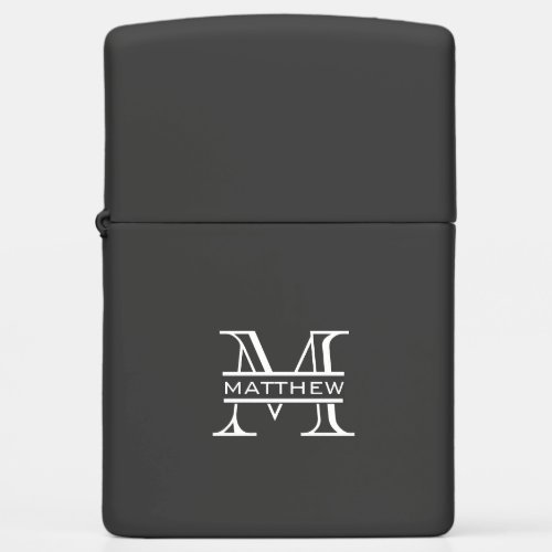 Black and White Personalised Monogram Name   Zippo Lighter