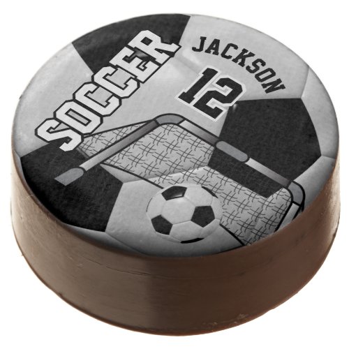 Black and White Personalize Soccer Ball Chocolate Covered Oreo