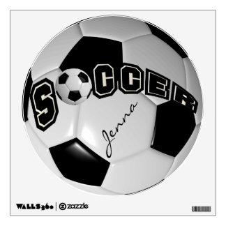 Black and White Personalize Soccer Ball Wall Decal