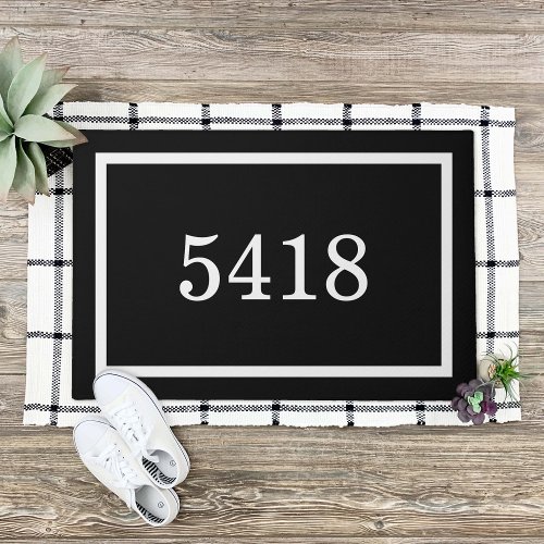 Black and White Personalized Address Number Doormat