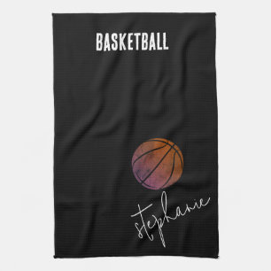 Black and White Personalized Basketball Kitchen Towel