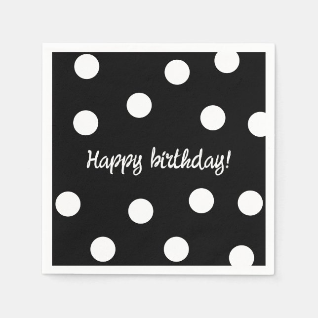 Black and white personalized birthday napkins (Front)
