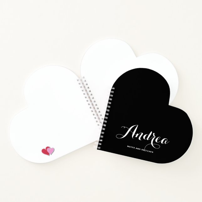 Black and White Personalized Calligraphy Script Notebook (Inside)