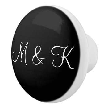 Black And White Personalized Ceramic Knob by karlajkitty at Zazzle
