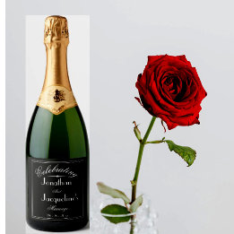 Black And White Personalized Chic Wedding Sparkling Wine Label