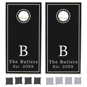 Black and White Personalized Cornhole Board Set