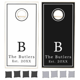 Black and White Personalized Cornhole Board Set